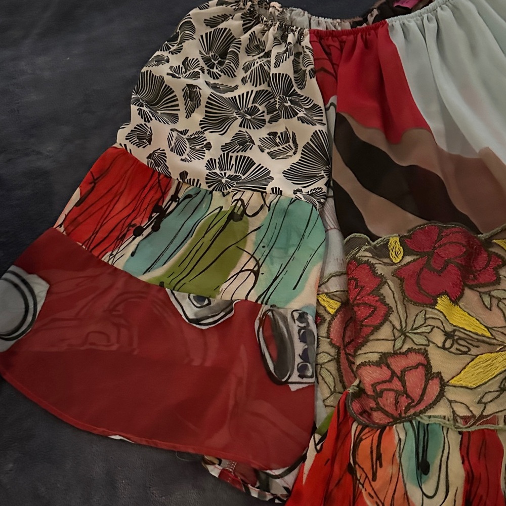 Save The Queen Multicolor Floral Patchwork Blouse - image 2